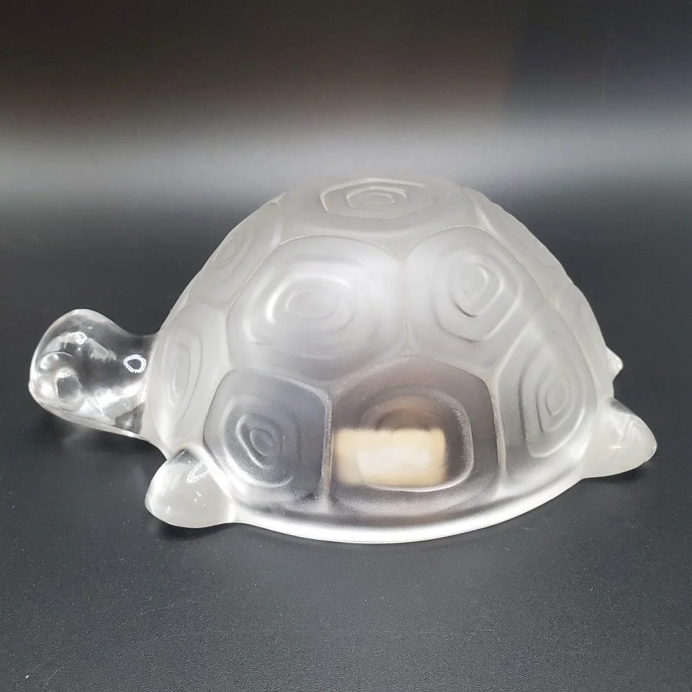 Enesco Satin Crystal Glass Turtle Figurine. Bowl Shaped. Made In West Germany